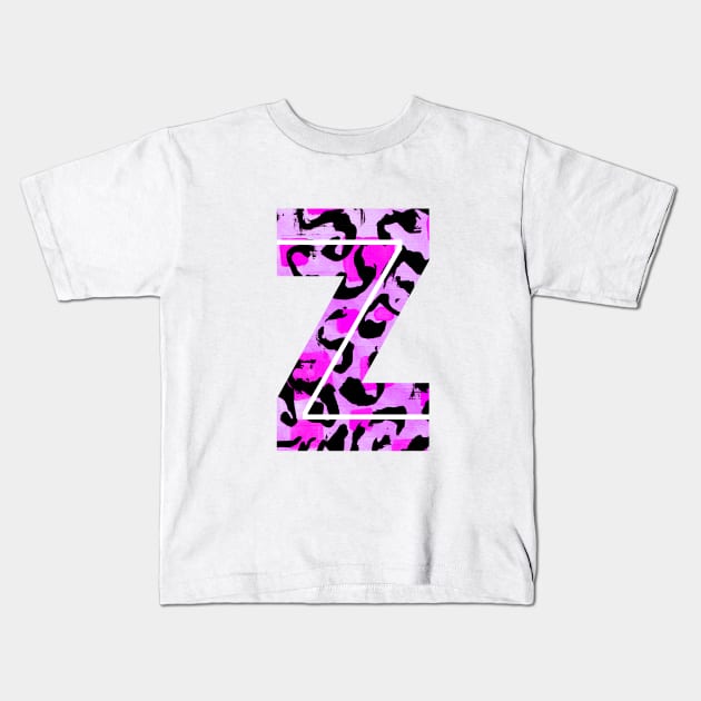 Letter Z Watercolour Leopard Print Alphabet Kids T-Shirt by Squeeb Creative